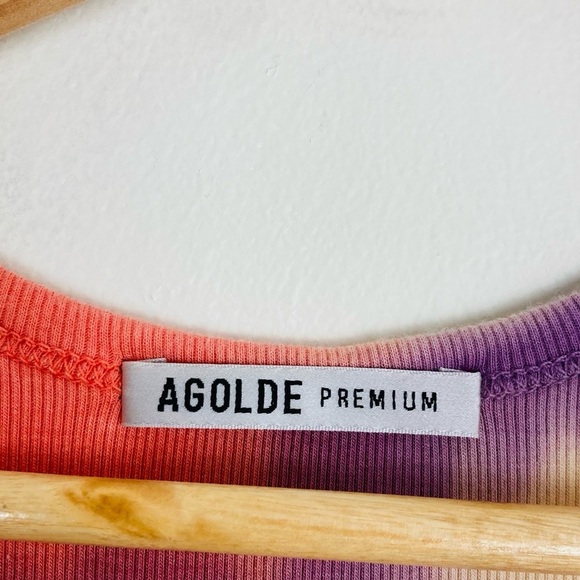 AGOLDE Revolve orange purple and yellow ribbed scoop next tank body suit. S - Picture 4 of 6